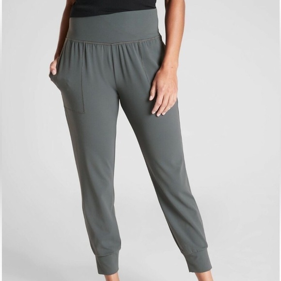 Athleta Salutation Joggers Powervita Pants Size Small Grey Side Pockets - Picture 1 of 11
